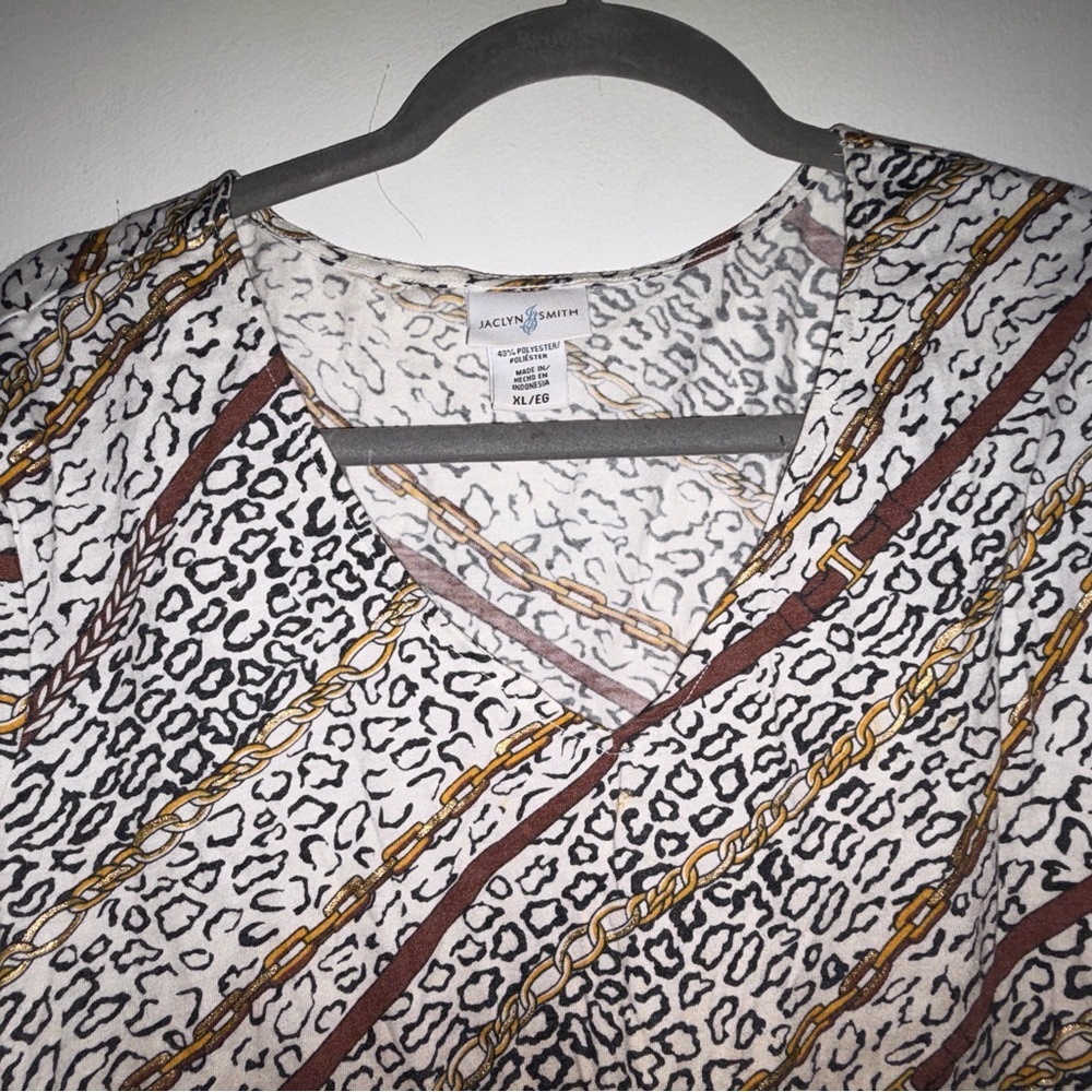 Jaclyn Smith Animal Print Long Sleeve Top - Brown and Gold - Picture 2 of 4